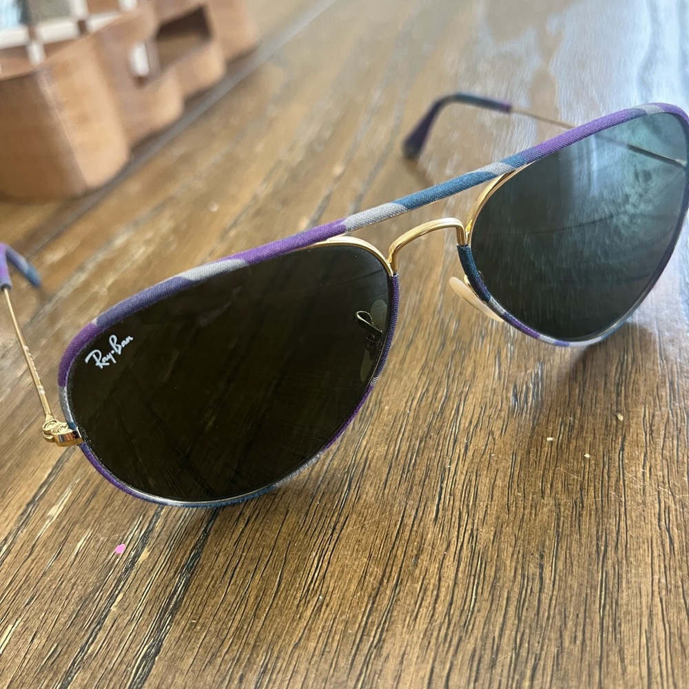 Ray-Ban Aviator Sunglasses with Gold and Purple camo trim
